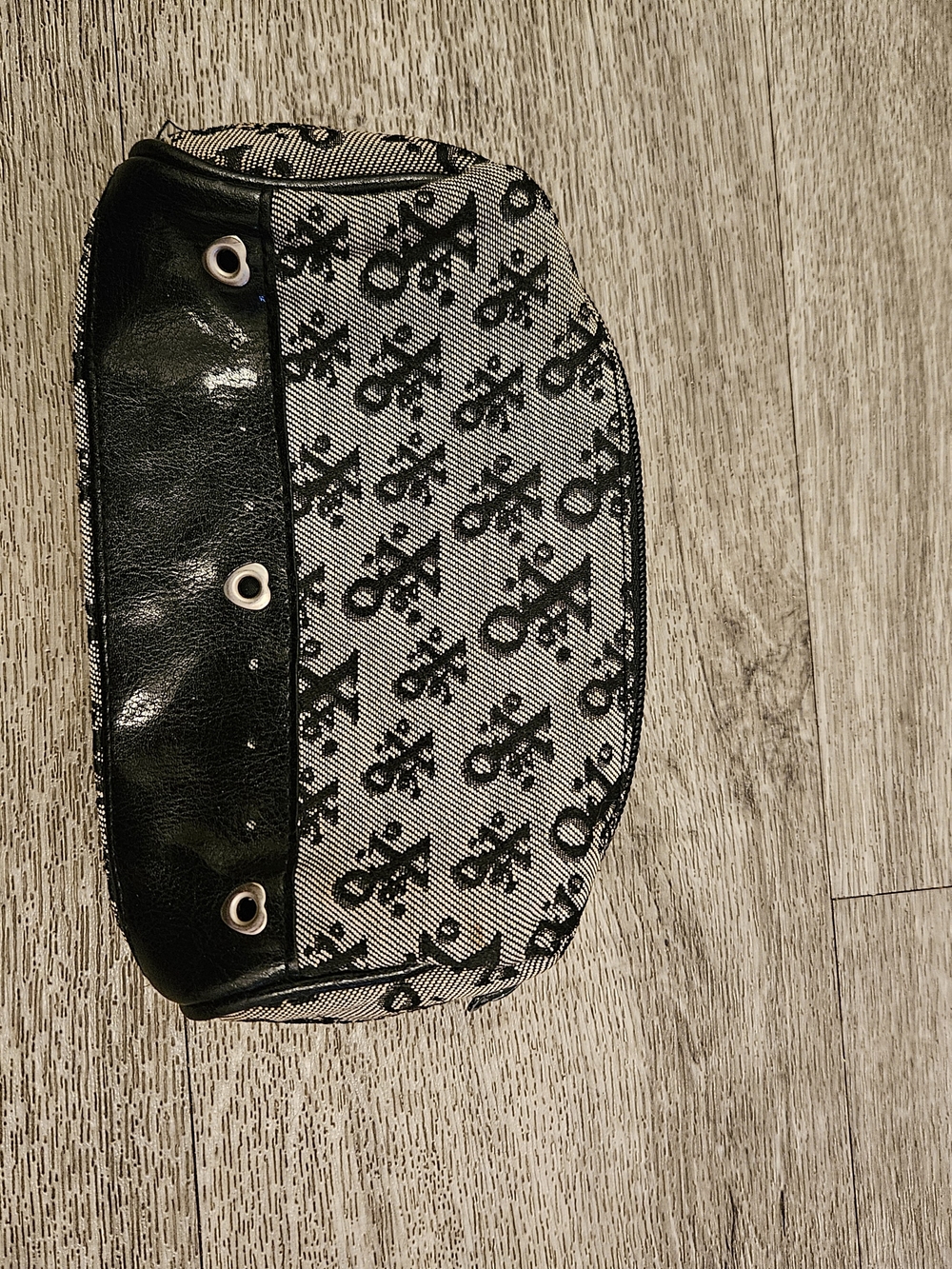 XOXO Black Patterned Cosmetic Pouch with Gloss Trim